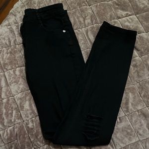 Boys black knee distressed black stretch skinny Jean